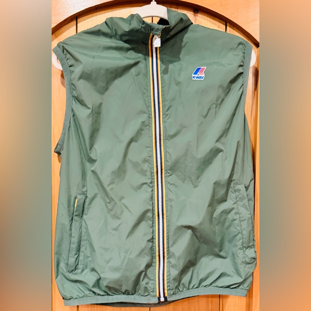 K-Way Olive Jacket with Blue and Red Logo
